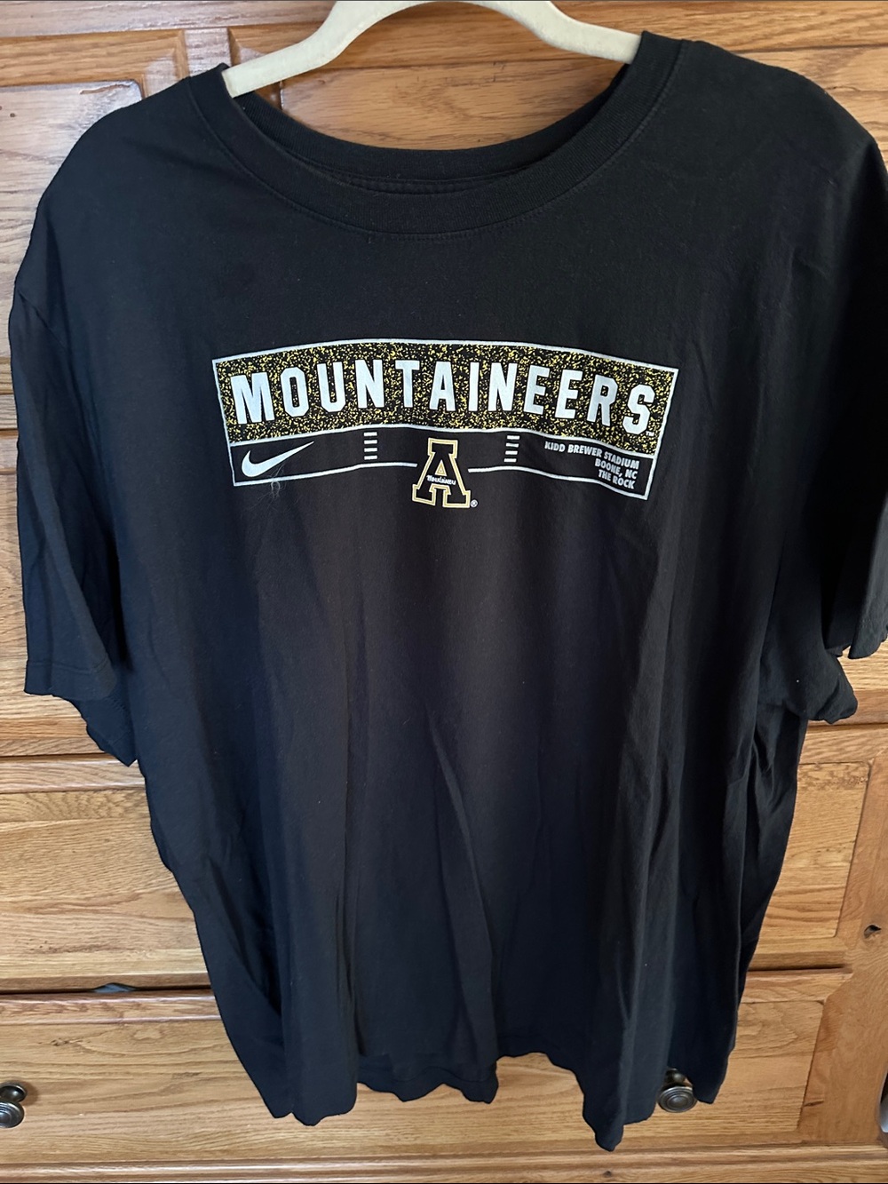 Nike Black Mountaineers Graphic Tee with Gold Accents - App State